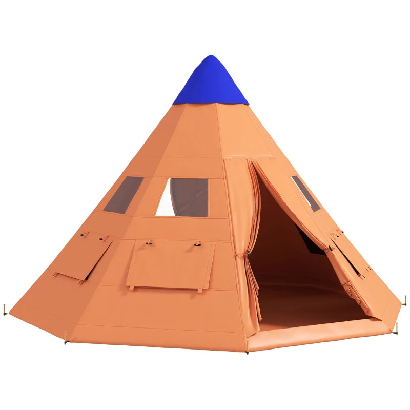 6-Person Teepee Tent – Easy Setup Tipi Style, Orange