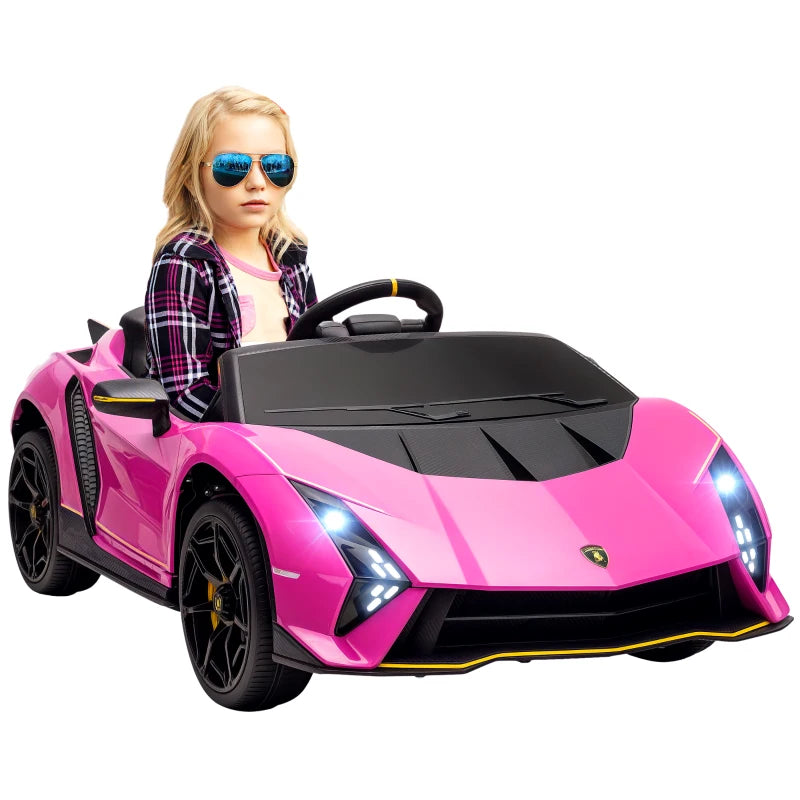 Pink 12V Kids Electric Lamborghini Car with Remote & Soft Start, Suspension Wheels