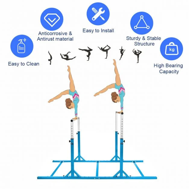 Adjustable Kids Parallel Gymnastics Bar with 11 Height Levels for Training