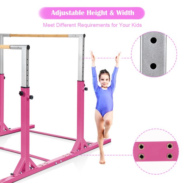 Adjustable Kids Parallel Gymnastics Bar with 11 Height Levels for Training