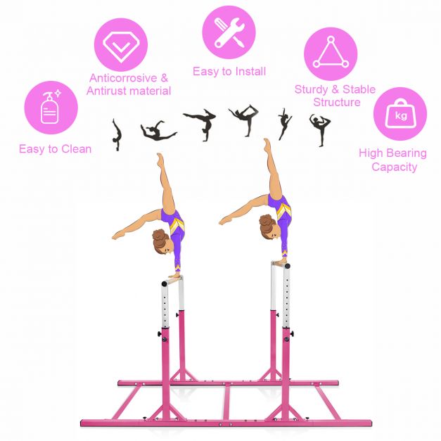 Adjustable Kids Parallel Gymnastics Bar with 11 Height Levels for Training