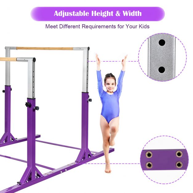 Adjustable Kids Parallel Gymnastics Bar with 11 Height Levels for Training