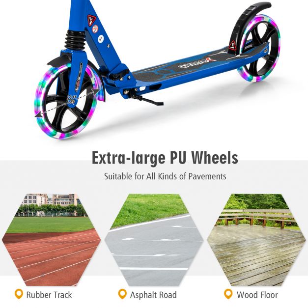 Folding Kick Scooter with Large Wheels – for Kids 8+, Teens & Adults