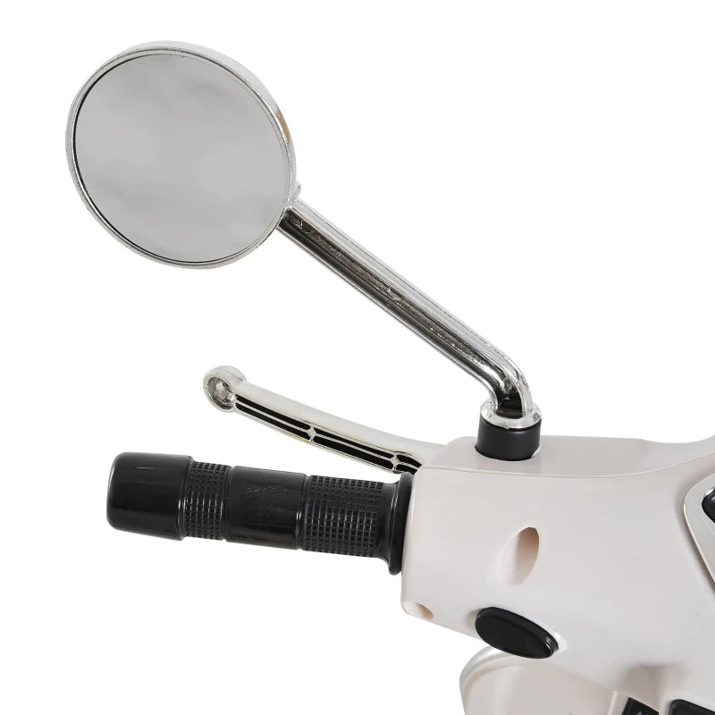 Stylish Kids Ride-On Vespa Scooter with LED Lights – White Toy Motorcycle