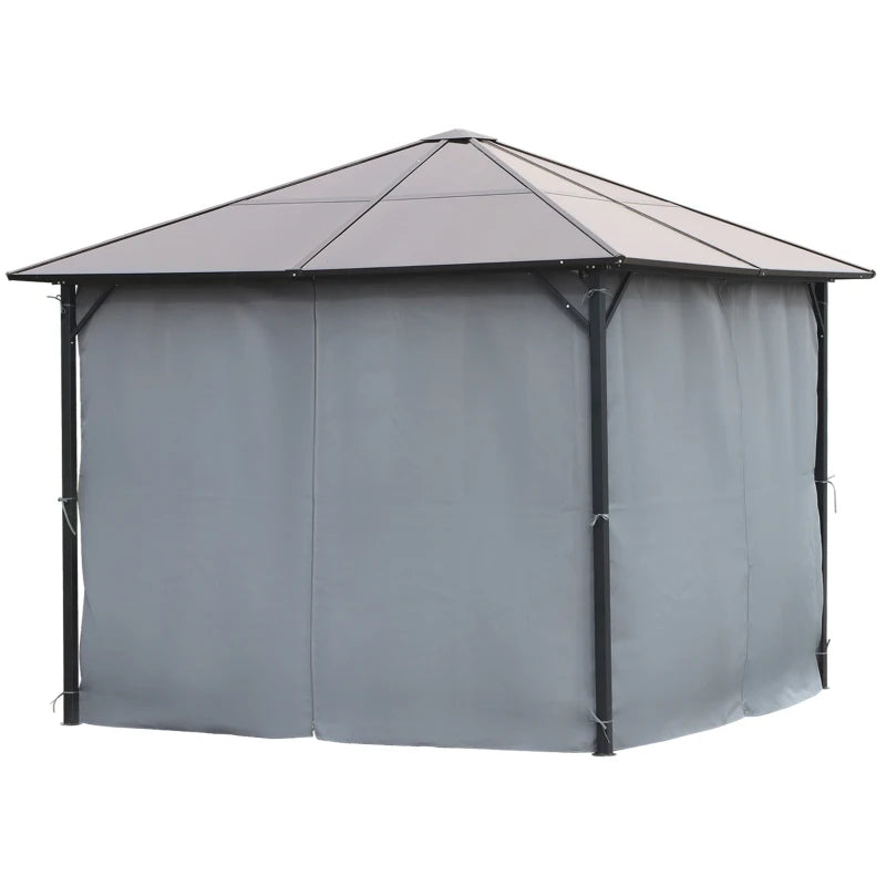 Black Gazebo with Mesh Sides, Hardtop Canopy and Sturdy Metal Frame – 3x3m
