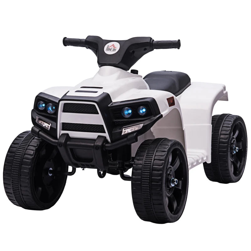 Kids Electric Ride-On Quad Bike with Headlights & Horn for Toddlers 18-36 Months – White