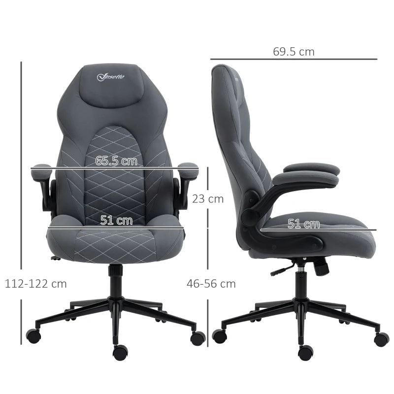 Home Office Chair – Swivel, Flip-Up Armrests, Dark Grey