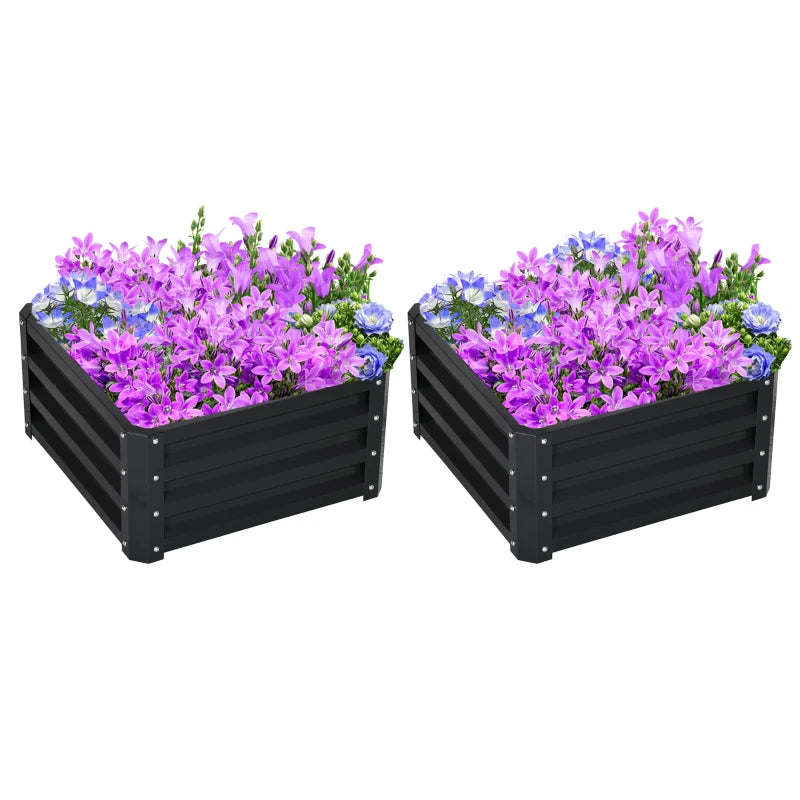 Pair of 60x60cm Steel Planter Boxes – Grey Durable Outdoor Garden Pots
