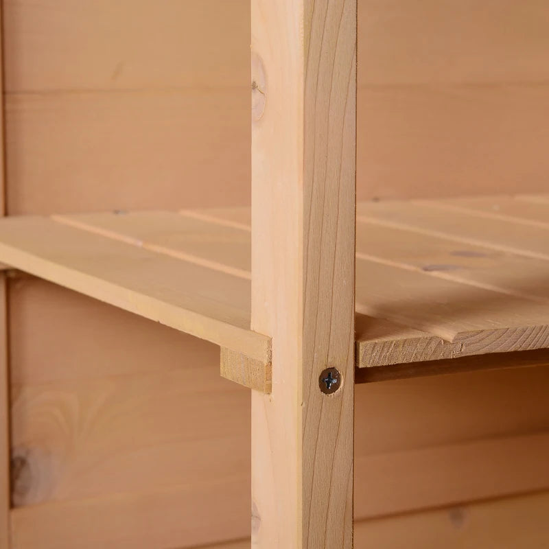 Wooden Garden Storage Shed with Shelves & Bolt Latch, Compact 75x56x115 cm – Natural