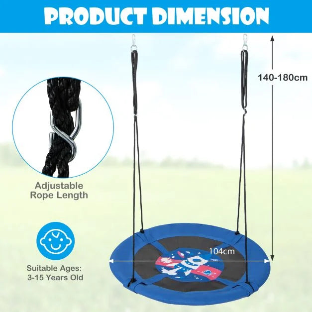 104cm Round Saucer Tree Swing with Heavy-Duty 600D Oxford Material