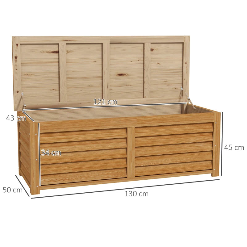 Outdoor Wooden Deck Storage Box for Balcony, Porch & Poolside, Light Brown, 292L