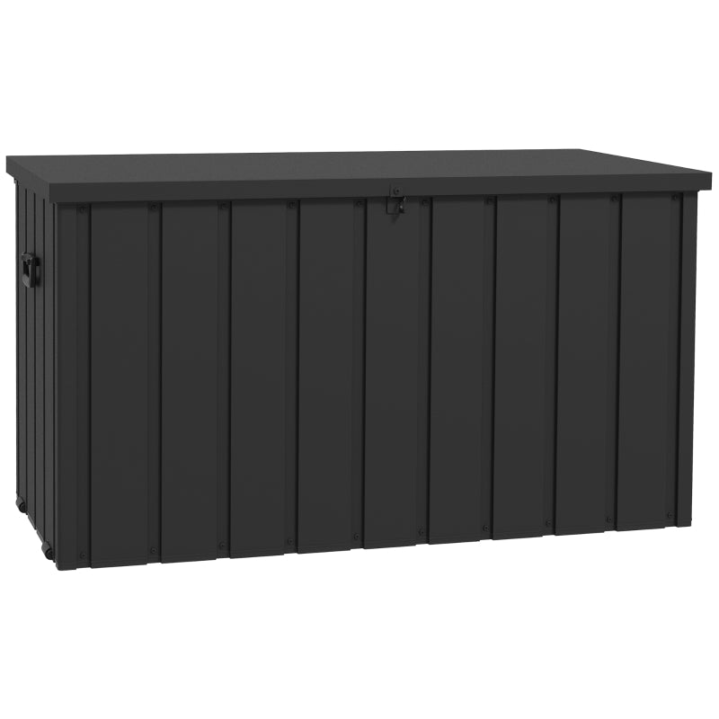 Galvanised Steel Garden Storage Box with Wheels, 450L Capacity, Durable Dark Grey