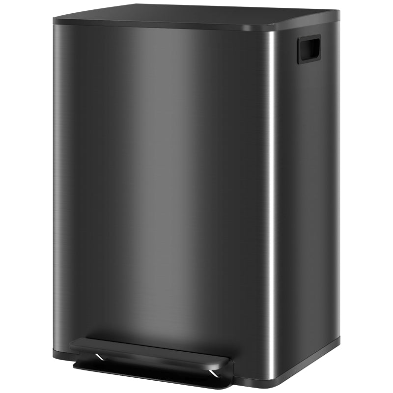 60L Black Kitchen Bin – Dual Compartments & Deodoriser Holders