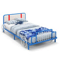Kids Single Car Bed Frame with Soft Upholstered Headboard
