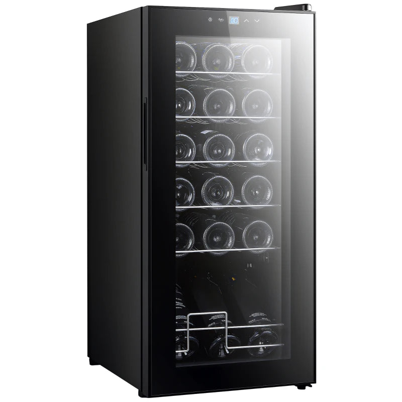 Compact Wine Fridge – 18 Bottles, LED Light, Black
