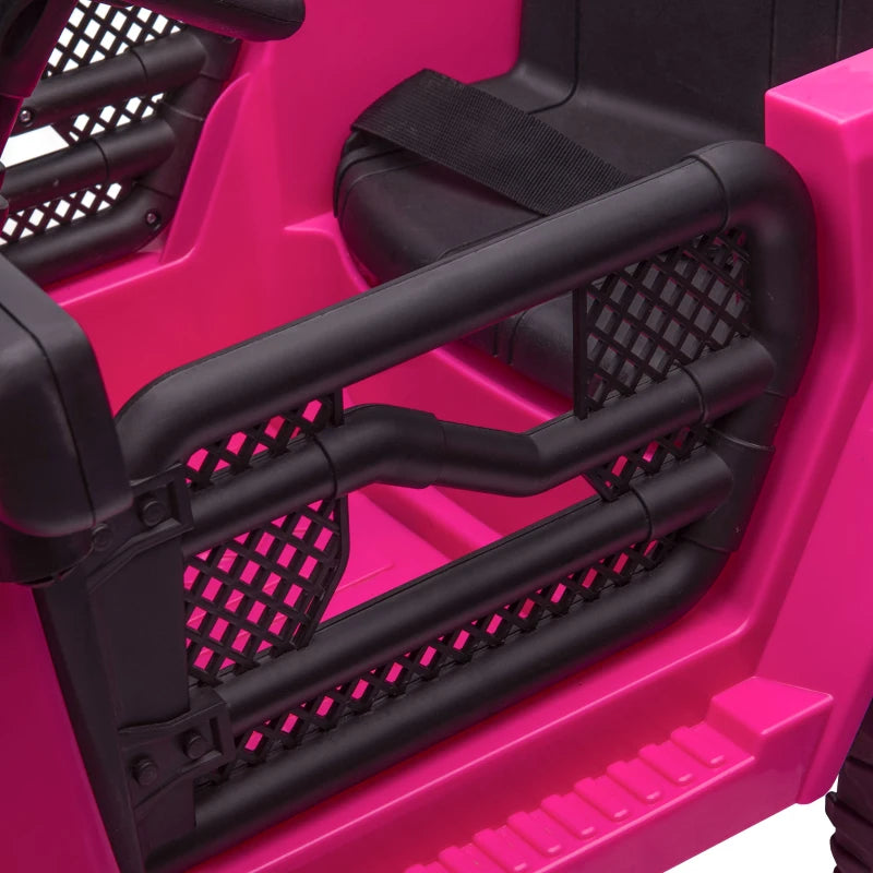 Pink 12V Ride-On Car for Kids with Remote Control, Horn, Lights & Suspension Wheels