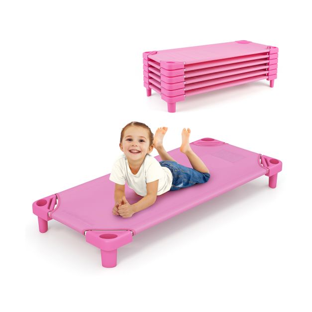 Stackable Kids Nap Cot – Easy Lift Corners for Preschool Boys & Girls