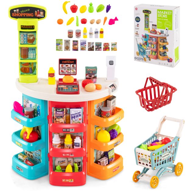 Children’s Supermarket Playset with 76 Pieces for Pretend Play