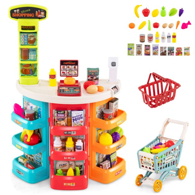 Children’s Supermarket Playset with 76 Pieces for Pretend Play