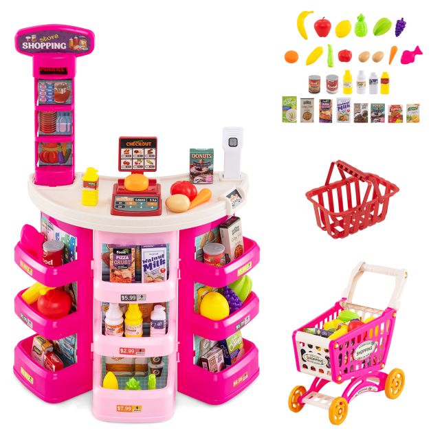 Children’s Supermarket Playset with 76 Pieces for Pretend Play