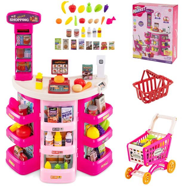 Children’s Supermarket Playset with 76 Pieces for Pretend Play
