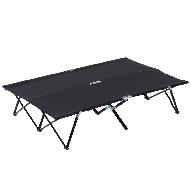 Black Double Cot Bed for Camping with Carry Bag