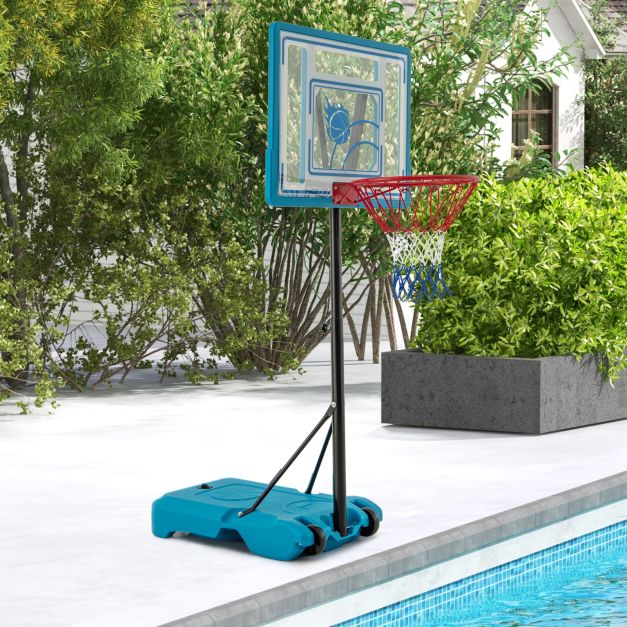 Adjustable Pool Basketball Hoop System with Fillable Base and Wheels