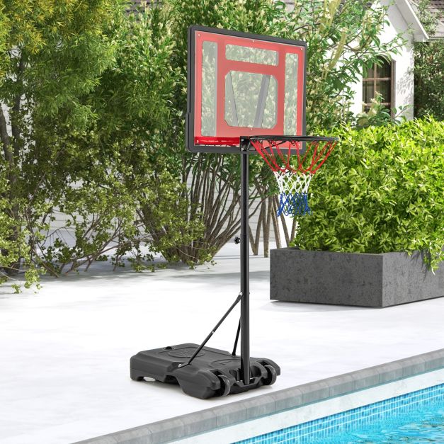 Adjustable Pool Basketball Hoop System with Fillable Base and Wheels