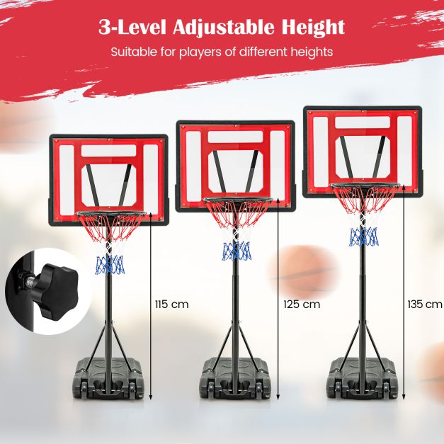 Adjustable Pool Basketball Hoop System with Fillable Base and Wheels