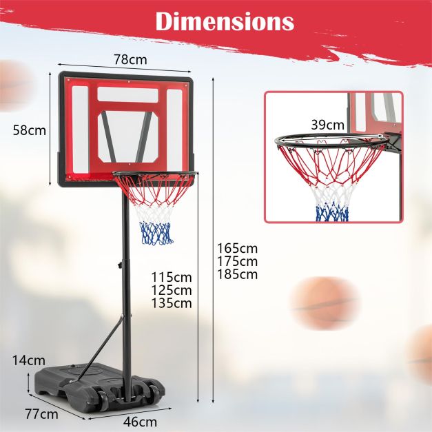 Adjustable Pool Basketball Hoop System with Fillable Base and Wheels