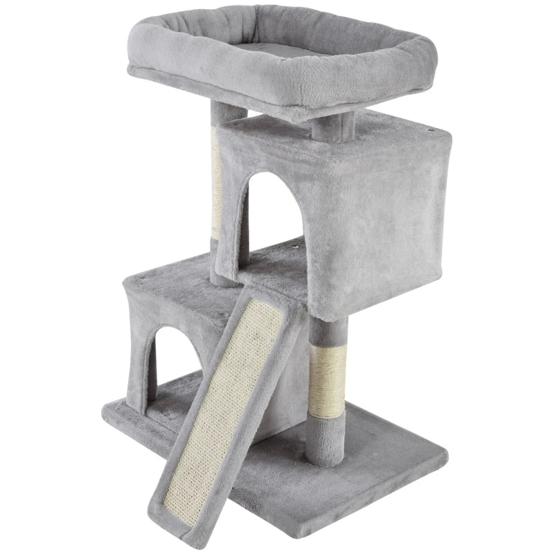 Grey Cat Tower with Scratching Post & Climbing Frame