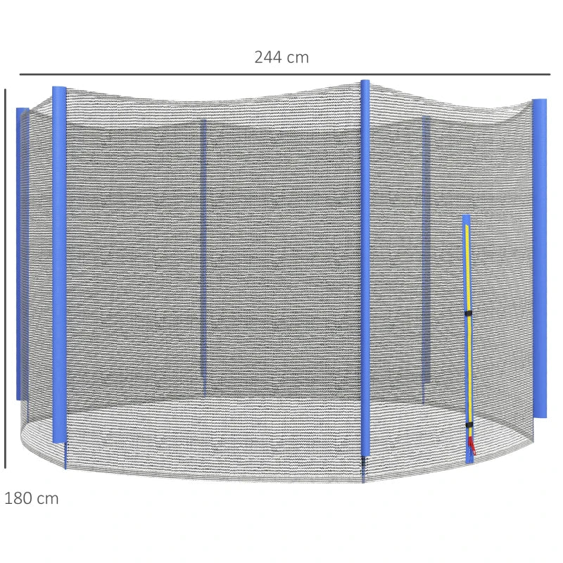 Blue 8ft Trampoline Safety Net with 6 Plastic Pole Covers