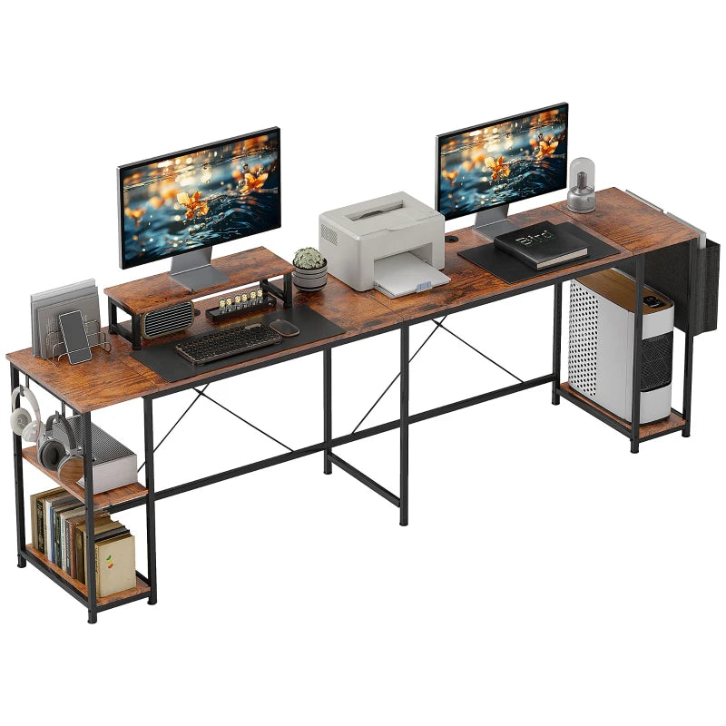 Rustic Brown L-Shaped Corner Desk 168cm with Adjustable Shelf