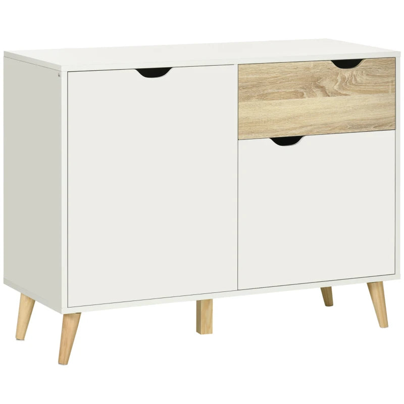 Freestanding Sideboard, White Cabinet with Drawer & Doors, Modern Look