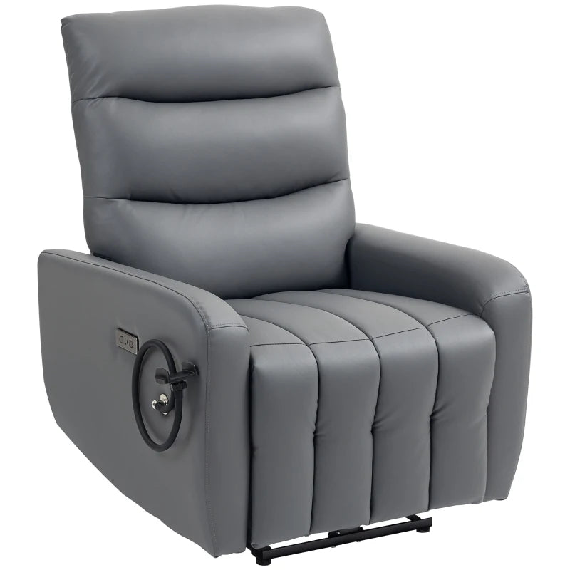 Recliner Armchair – Electric PU Leather Chair with USB Ports, Grey