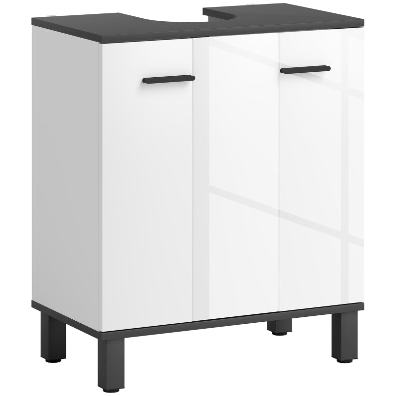 Modern Gloss White Bathroom Cabinet, Under-Sink Storage Unit
