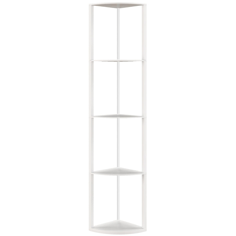 RGB Shelf Floor Lamp – 5-Tier White Display w/ Remote & Dimming