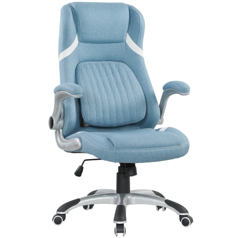 Home Office Chair – Blue Linen-Look with Adjustable Height & Tension