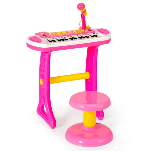 Kids 31-Key Electronic Piano Keyboard with Stool and Bright Flashing Lights