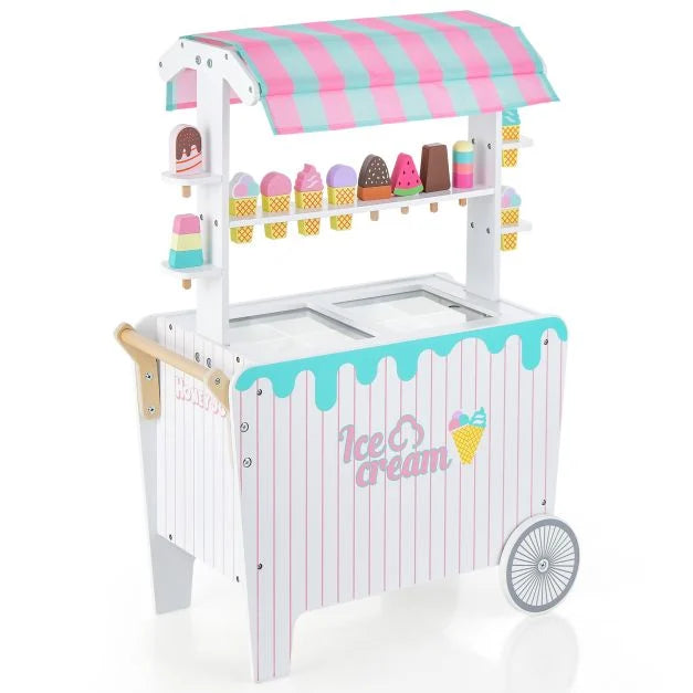 Kids Toy Ice Cream Stand with Fun Canopy for Creative Role-Playing Fun