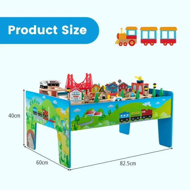 80-Piece Wooden Activity Playset with Reversible Tabletop for Kids’ Creative Play