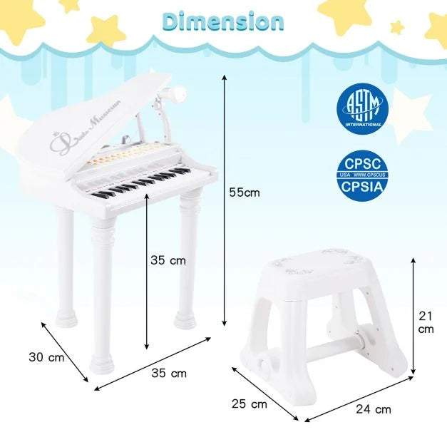 31-Key Multifunctional Kids Piano with Built-In Microphone