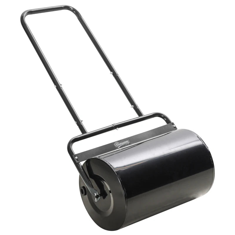 Fillable Steel Lawn Roller with Sturdy Handle – Durable Black Design for Lawn Care, 38L