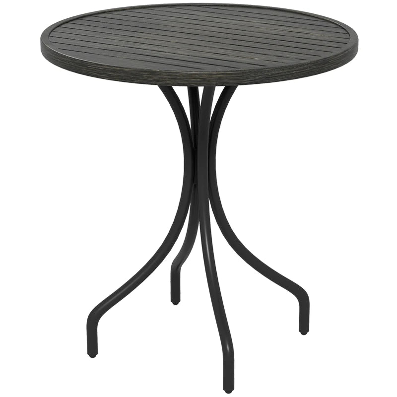 Sturdy Grey Galvanised Steel Garden Table, 66cm Diameter Perfect for Outdoor Use