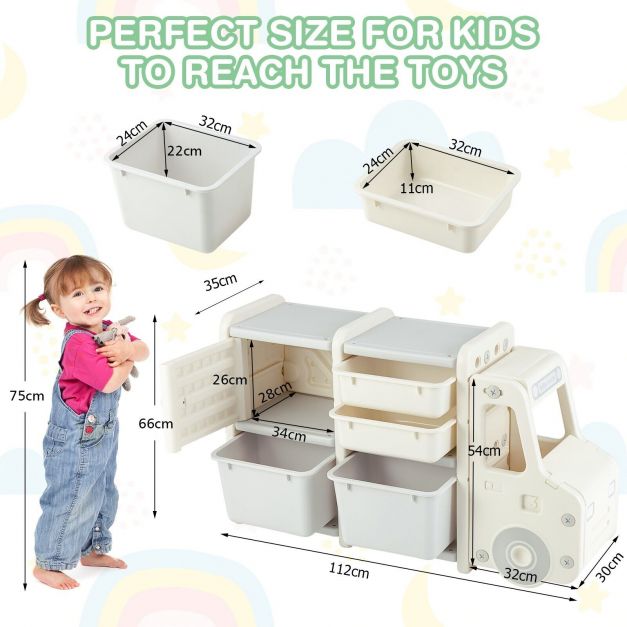 Truck-Style Toddler Storage Cabinet and Toy Organizer for Kids