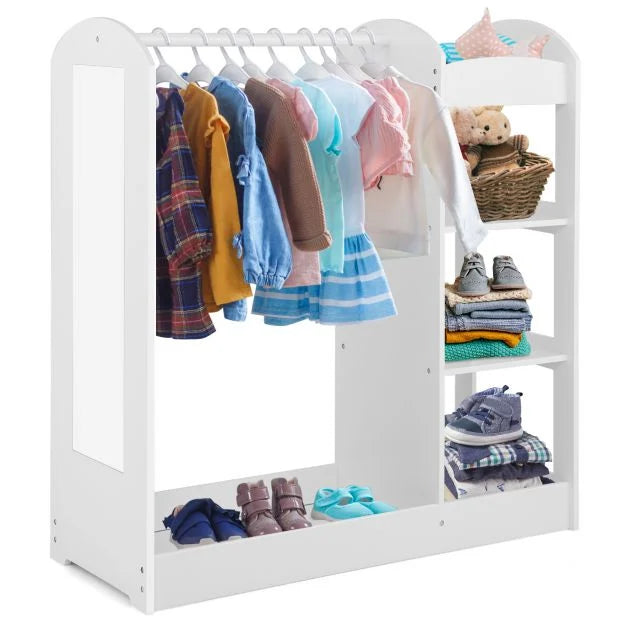 Dress-Up Storage Cabinet for Kids with Full-Length Mirror