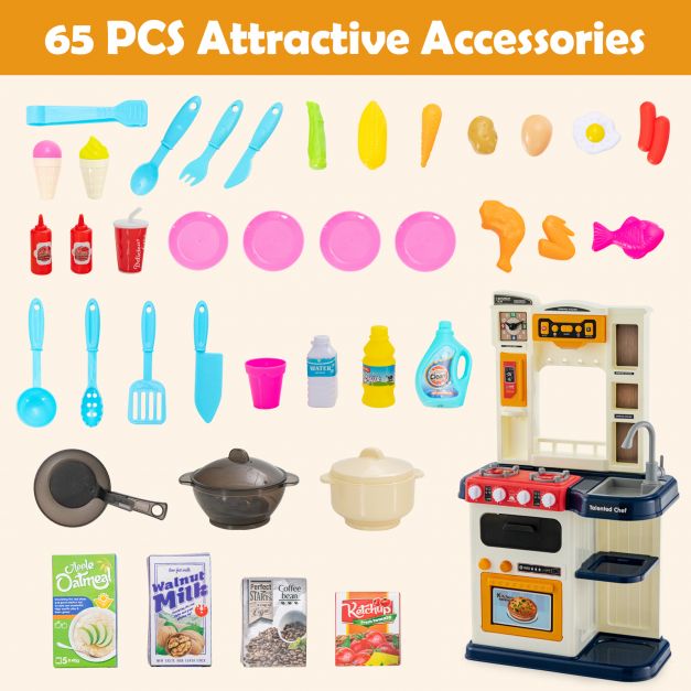 Kids Cooking Play Kitchen with 65 Pieces – Educational & Fun Toy Set