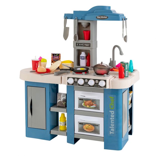 67-Piece Kids Kitchen Play Set with Realistic Lights and Cooking Accessories