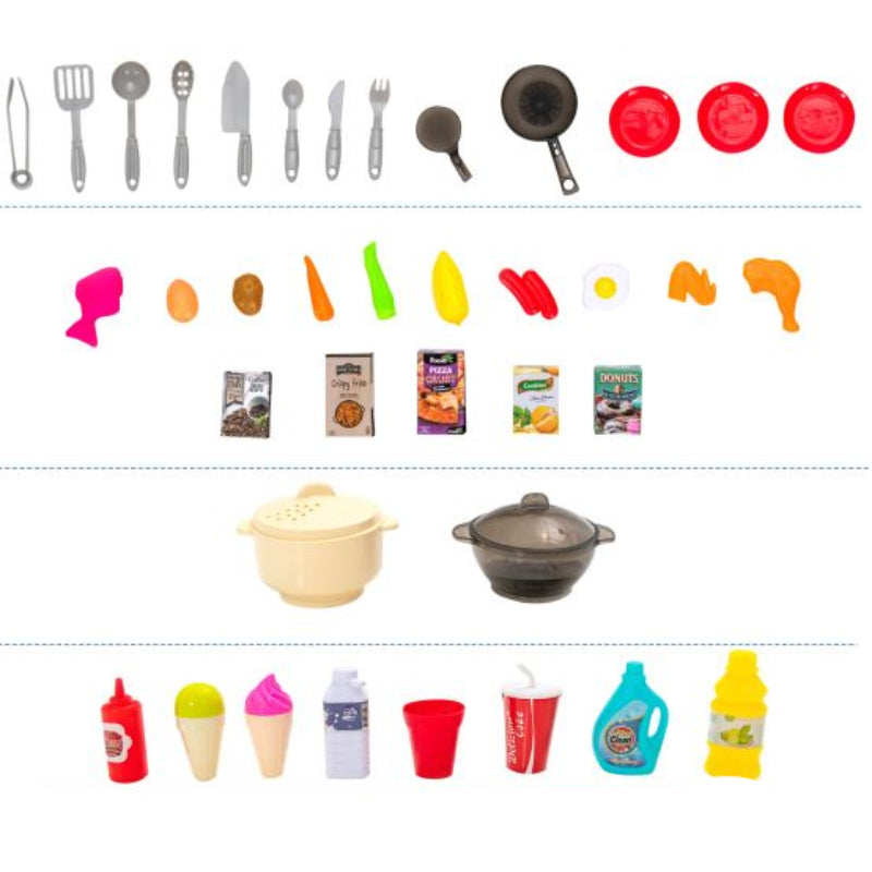 67-Piece Kids Kitchen Play Set with Realistic Lights and Cooking Accessories