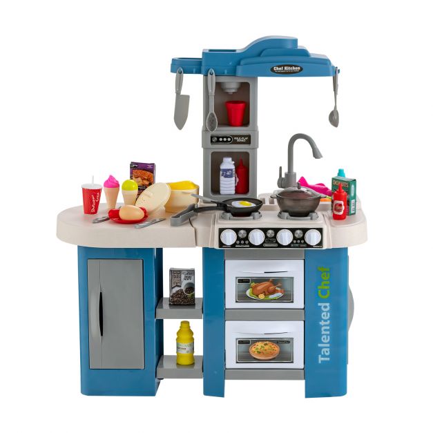 67-Piece Kids Kitchen Play Set with Realistic Lights and Cooking Accessories